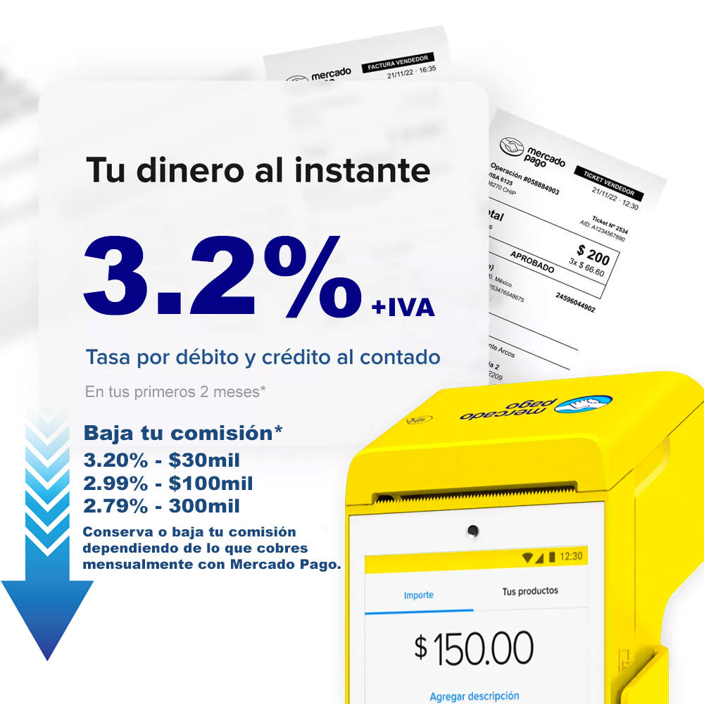 terminal mercado pago amarilla 2025 hot sale smart 2 tickets tarjetas dinero instante