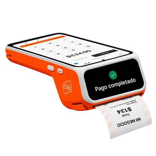 Terminal Clip Total 3 naranja con pantalla táctil, doble pantalla e impresora de recibos