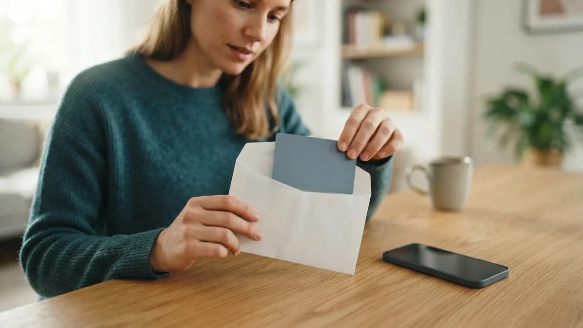 Persona activando una tarjeta de crédito desde una aplicación móvil en casa