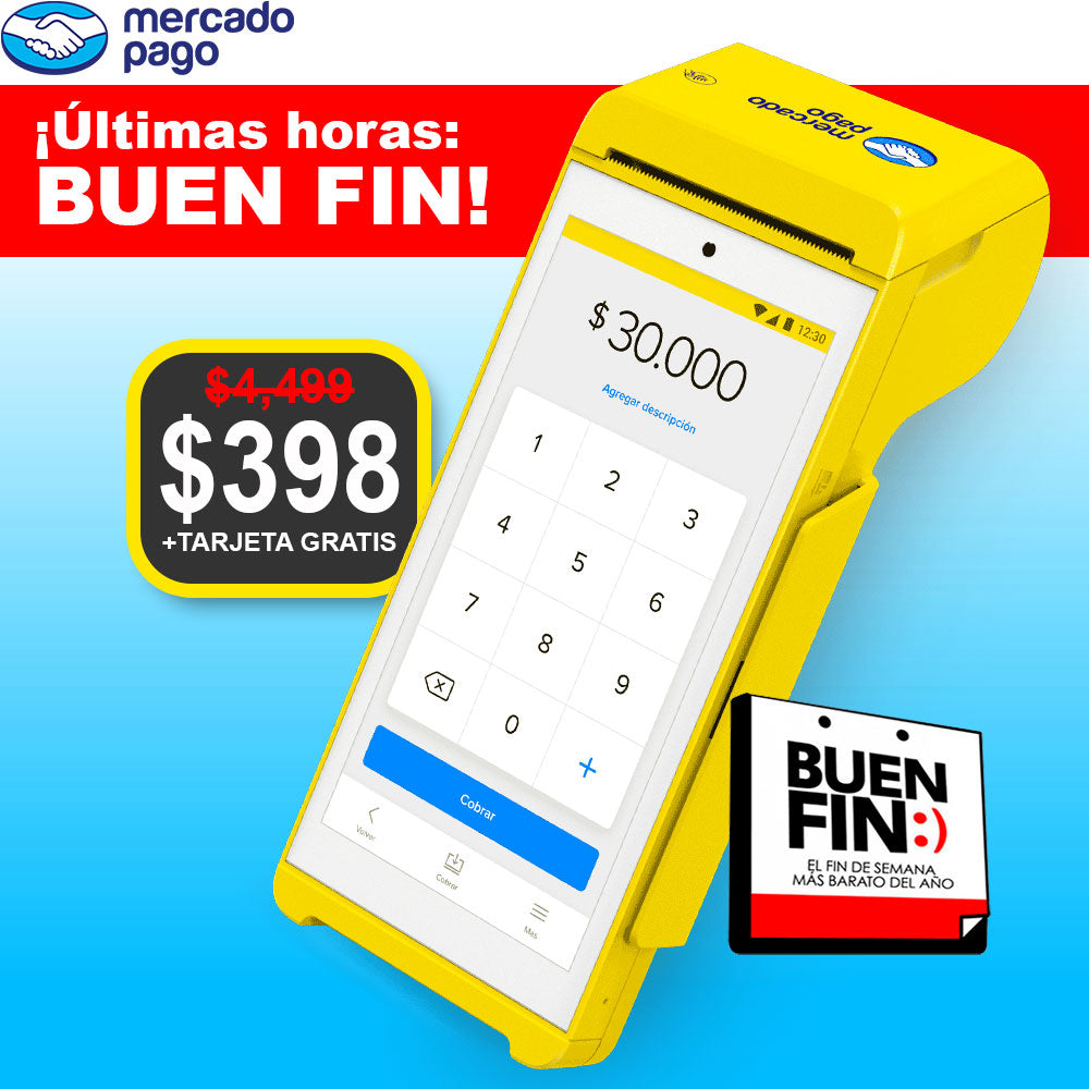 ¡Últimas horas: Buen Fin! terminal smart 2 mercado pago amarilla